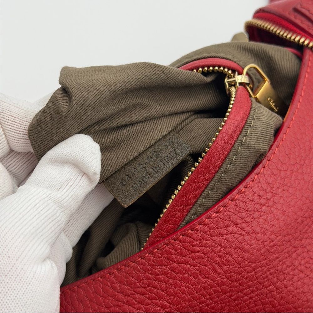 CHLOÉ MARCIE LEATHER CROSSBODY BAG – RED / BURGUNDY - Picture 12 of 12